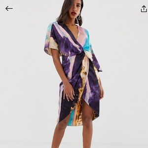 ASOS asymmetrical kimono midi leather dress